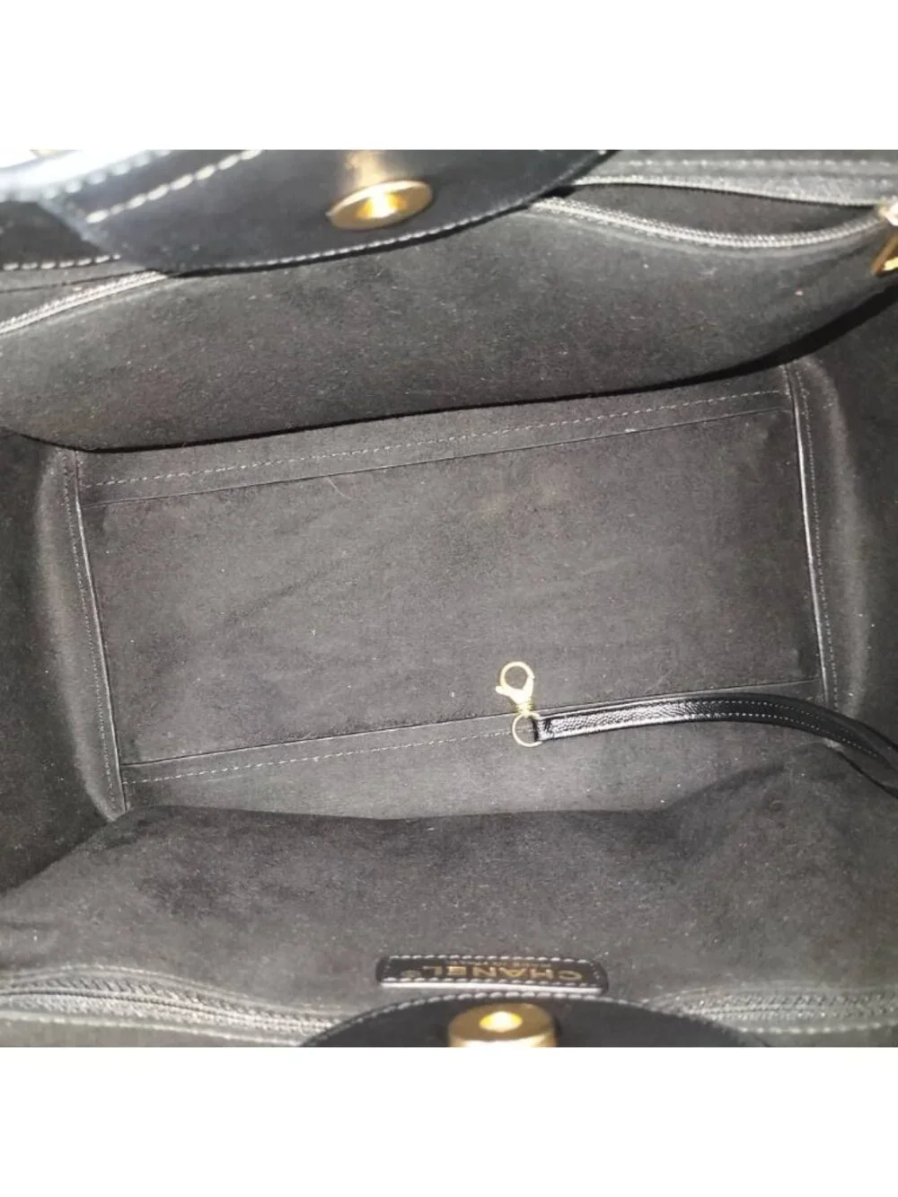 Chanel Deauville 2-Way Tote Studs Chain Shoulder Leather Black